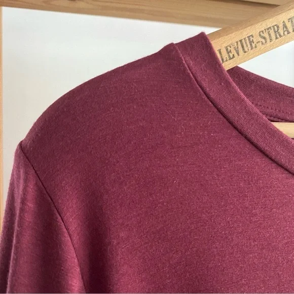 Johnny Was Calme Burgundy Red Flute Sleeve Pom Pom Swing Dress Small - Picture 5 of 14